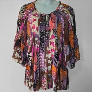 Ninety Clothing Co Floral Blouse Plus Size 3X Babydoll Pleated Peasant Top